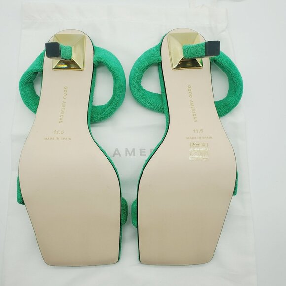 New Good American Size 11 1/2 NIB Terry Slip On High Heel Sandals Green - Picture 3 of 10